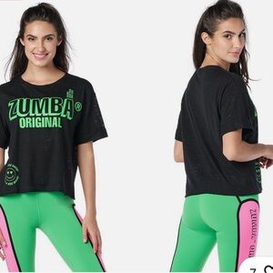 Zumba Fitness Black and Green Short Sleeve Tee
